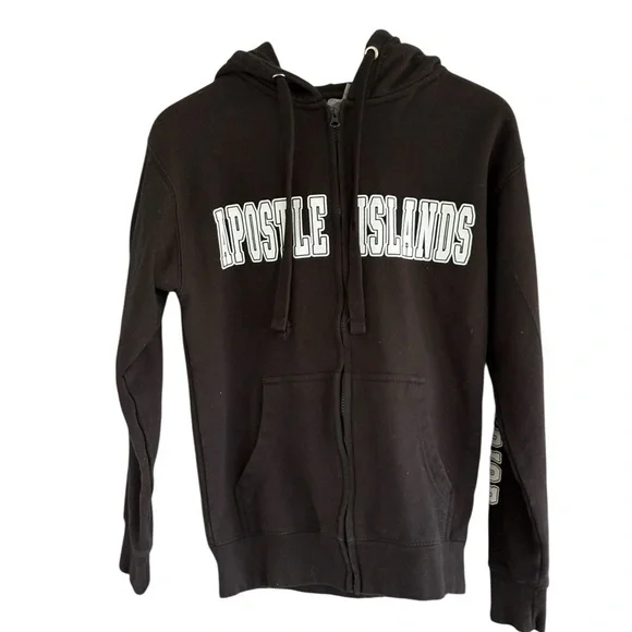 Apostle Islands Full Zip Black Hoodie Size Small Bayfield Unisex Lake Superior - Picture 5 of 8